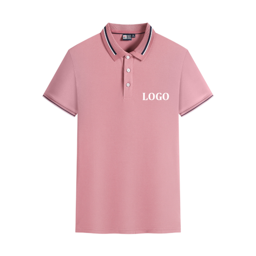 Unisex Short Sleeve Polo Shirts with Striped Cuff and Neckline