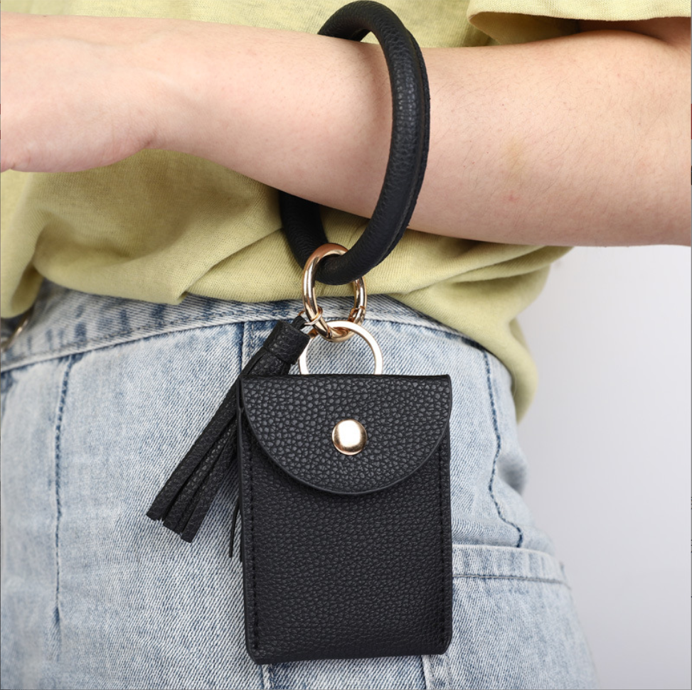 Wrist Keyring with Card Holder and Tassel