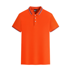 Unisex Short Sleeve Polo Shirts with Striped Cuff and Neckline