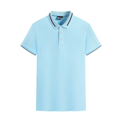 Unisex Short Sleeve Polo Shirts with Striped Cuff and Neckline