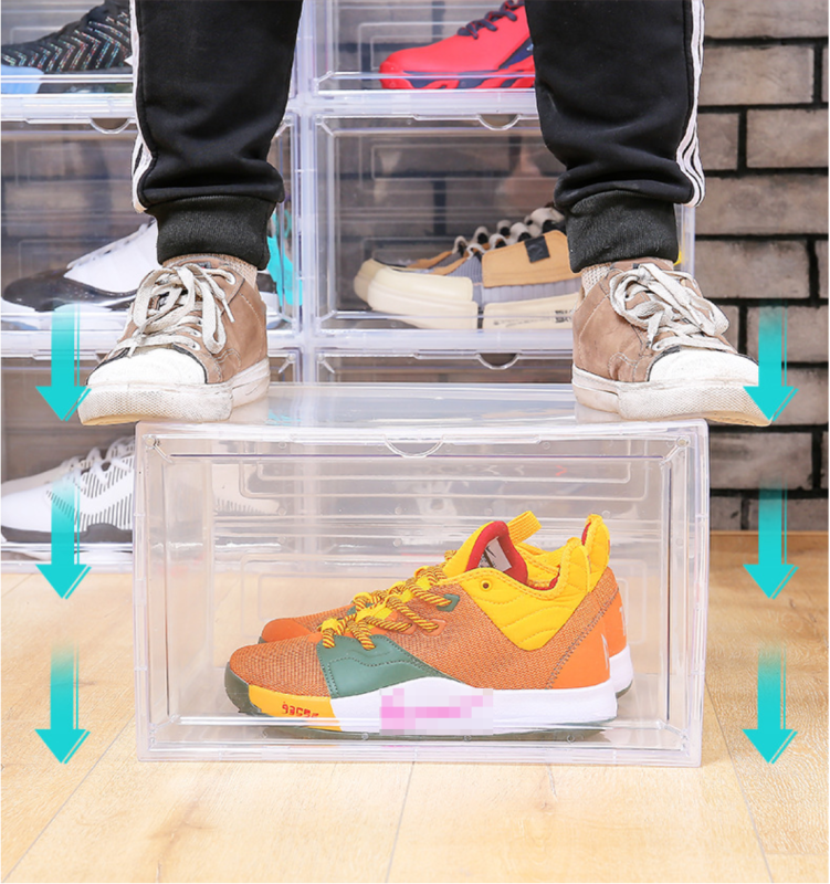 Clear Shoe Box Storage Containerwith Magnetic Side Open Door