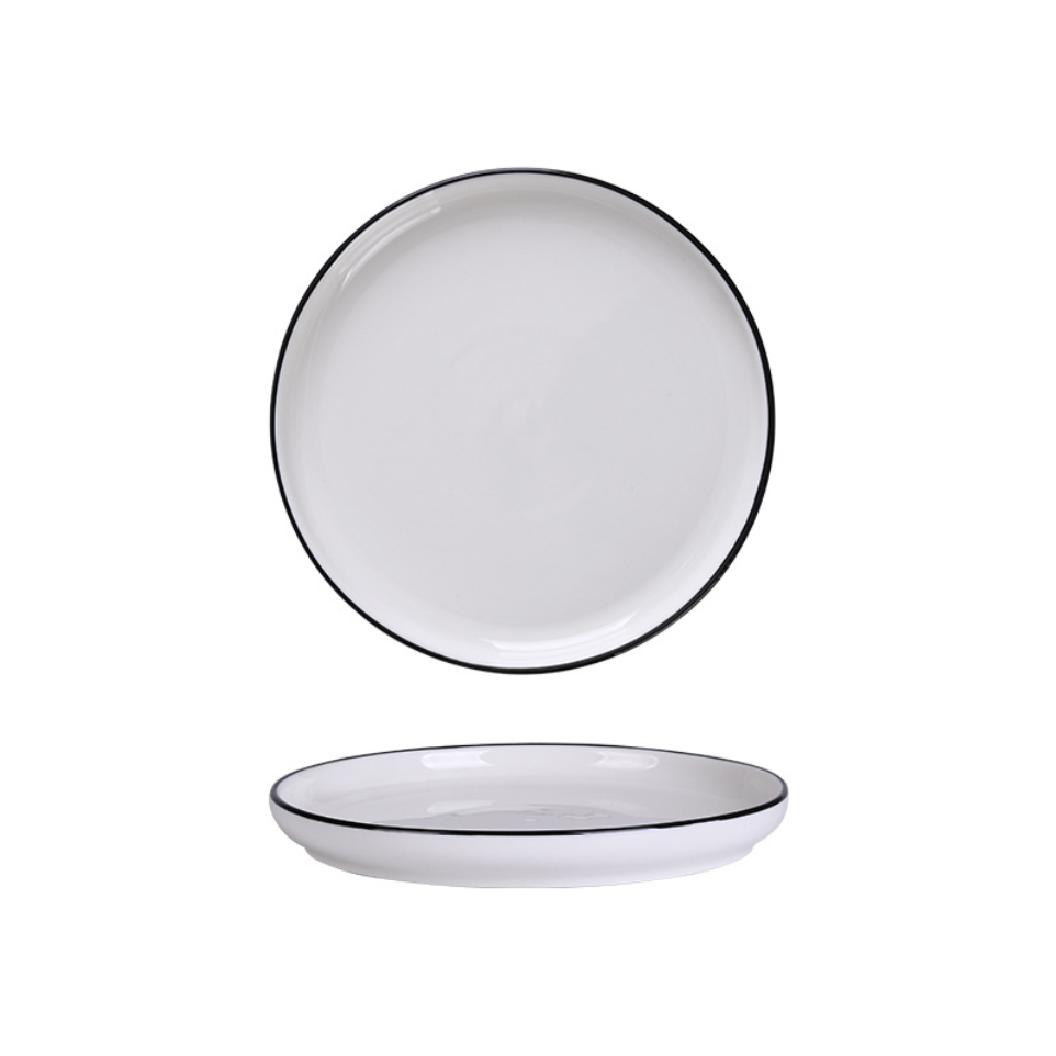 Ceramic Plate with Black Trim