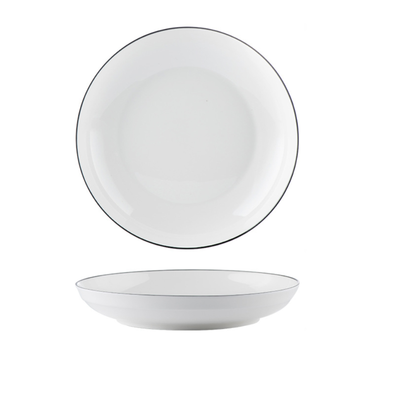 Ceramic Plate with Black Trim