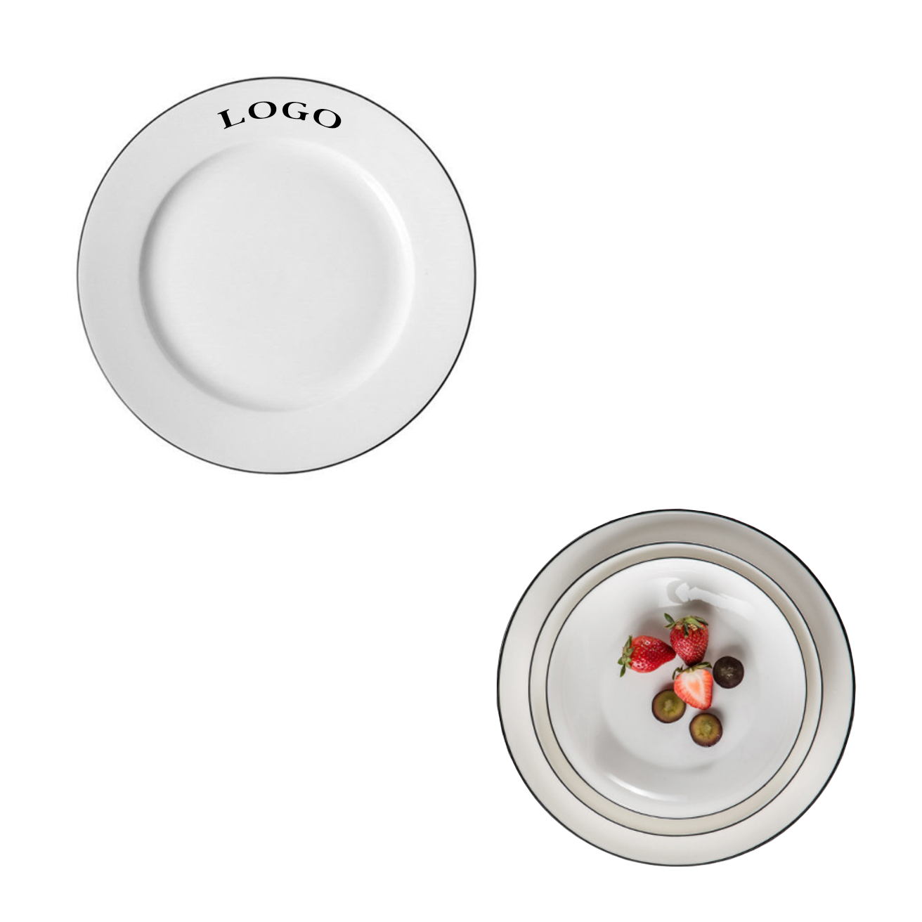 Ceramic Plate with Black Trim