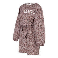 Long Lantern Sleeve Lace-up Dress