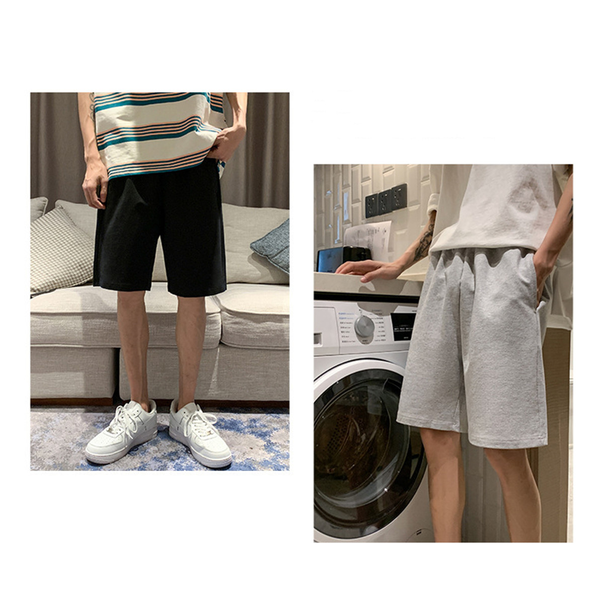 Men's Casual Classic Fit Short Drawstring Summer Beach Shorts