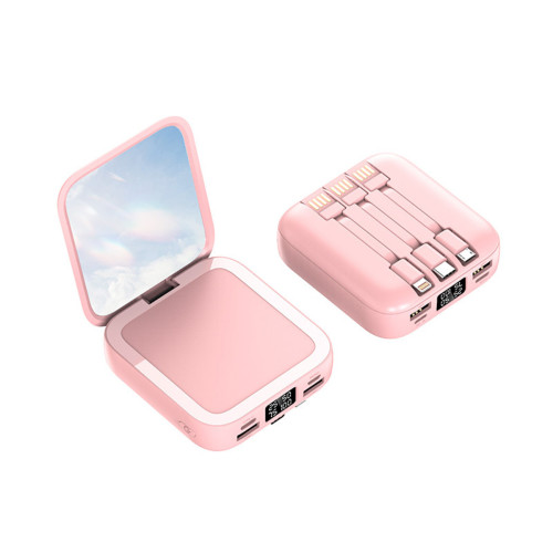 Portable Hand Mirror Power bank with Charging Cable