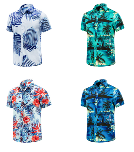 Hawaiian Printed Button Down Short Sleeve