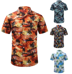 Hawaiian Printed Button Down Short Sleeve