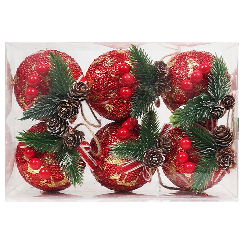 6 Pieces Christmas Plaid Burlap Balls