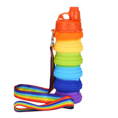 16OZ Rainbow Collapsible Silicone Water Bottles