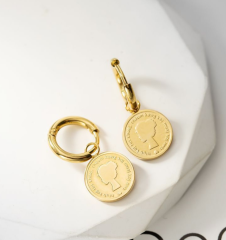 18 K Gold Vintage Titanium Steel Earing