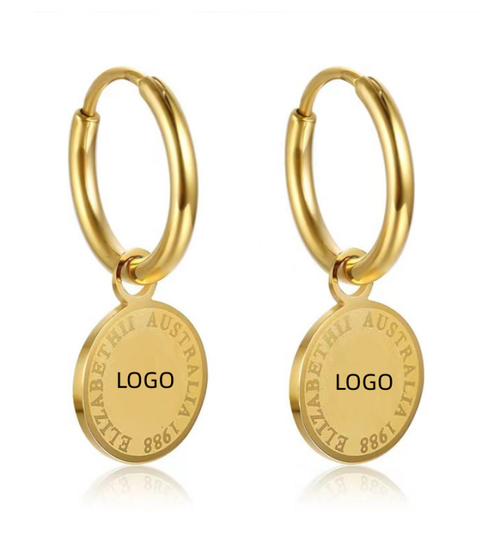 18 K Gold Vintage Titanium Steel Earing