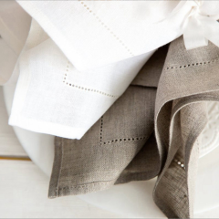 100% Linen Dinner Napkins With Hemstitched