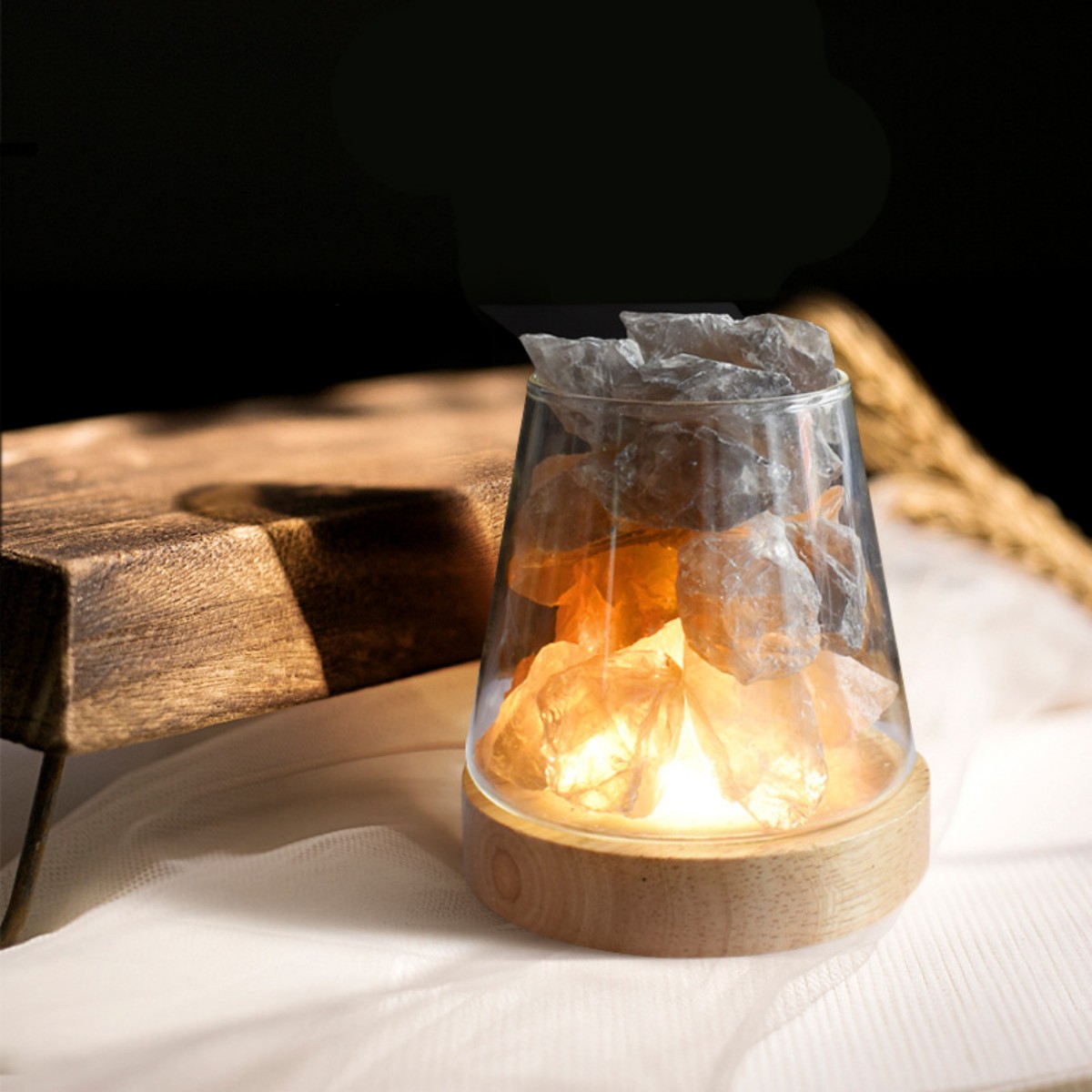 Indoor Crystal Stone Aromatherapy with USB Wooden Base