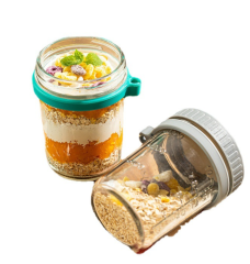 Portable Yogurt Breakfast Cup Glass Sealed Jar 350ML