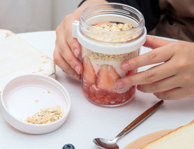 Portable Yogurt Breakfast Cup Glass Sealed Jar 350ML