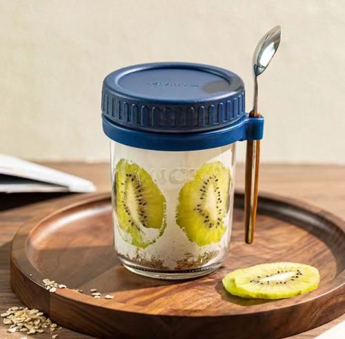 Portable Yogurt Breakfast Cup Glass Sealed Jar 350ML