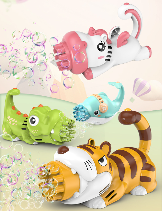 Children's Handheld Electric Cartoon Bubble Gun with Light