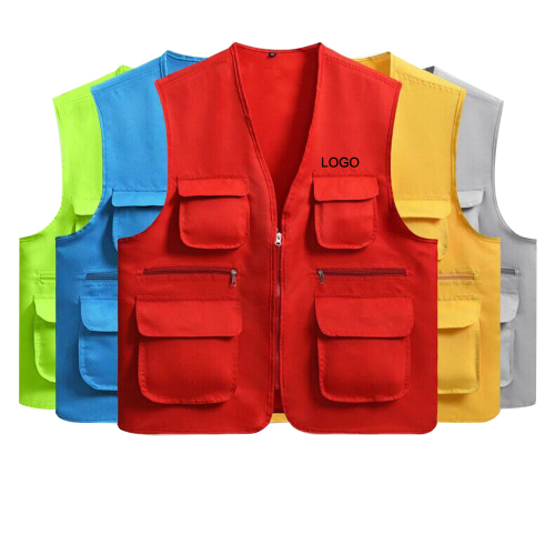 Outdoor Multi-Pocket Volunteer Work Vest with Zipper