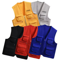 Outdoor Multi-Pocket Volunteer Work Vest with Zipper