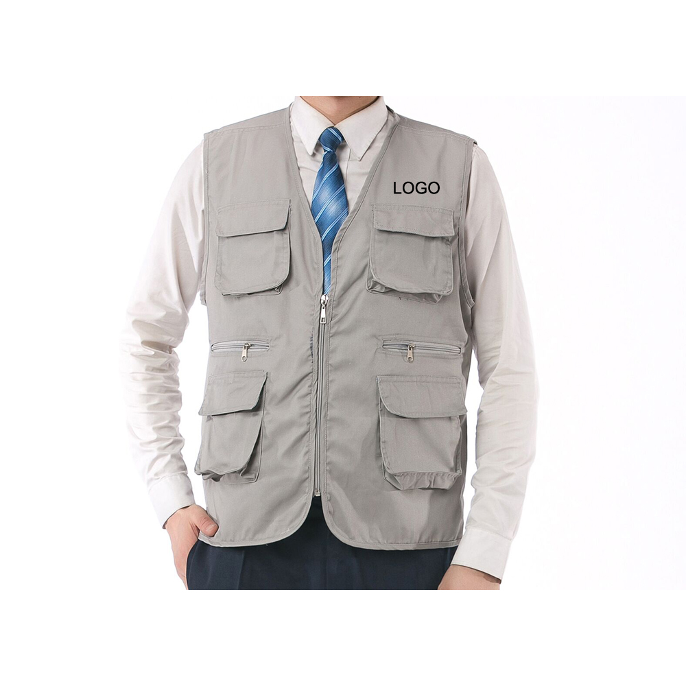 Outdoor Multi-Pocket Volunteer Work Vest with Zipper