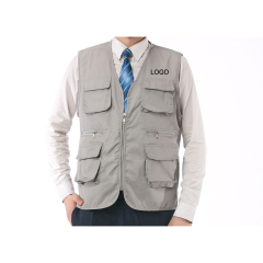 Outdoor Multi-Pocket Volunteer Work Vest with Zipper