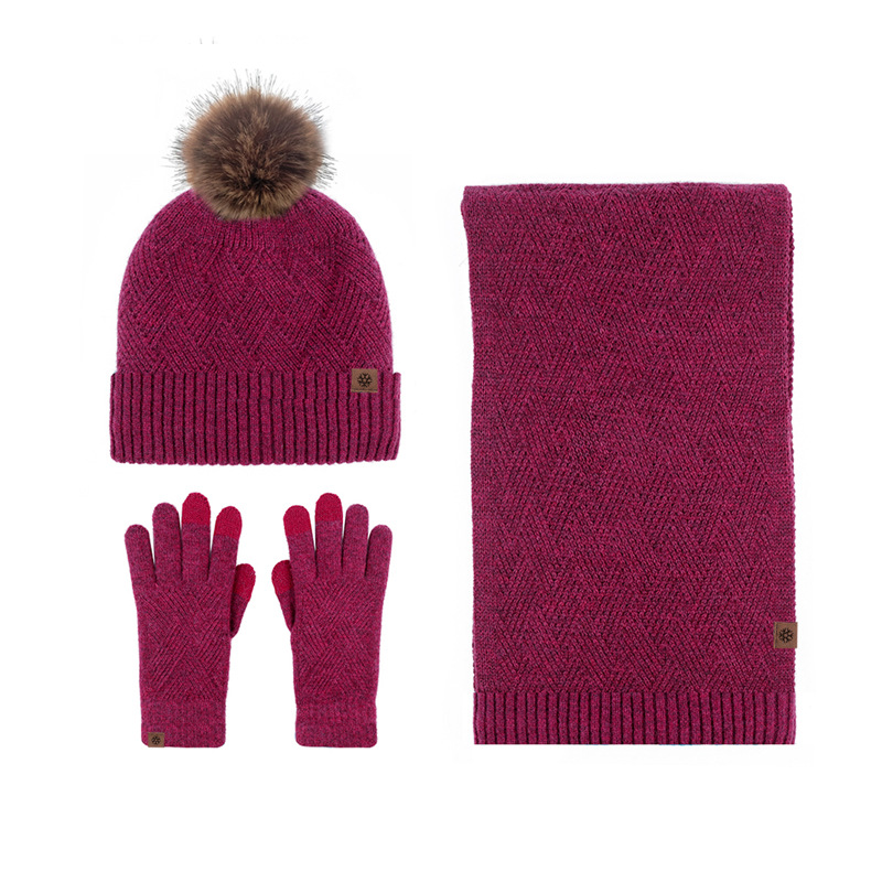 Winter Hat Gloves Scarf Set 3 in 1