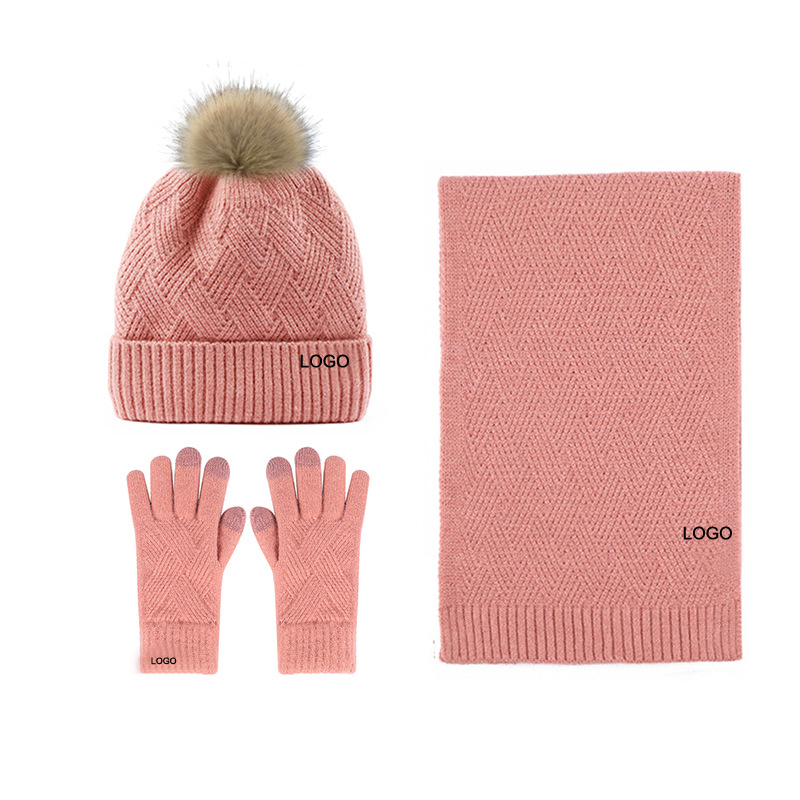 Winter Hat Gloves Scarf Set 3 in 1