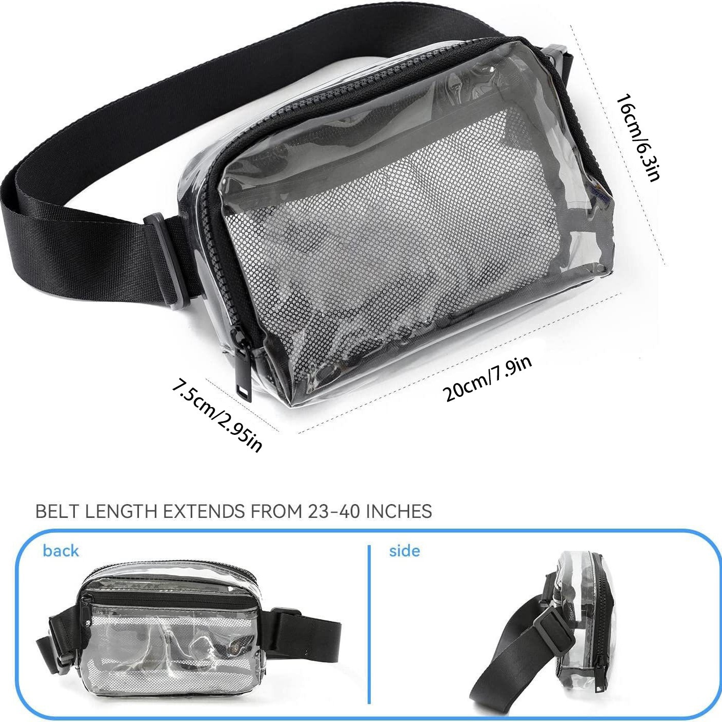 Clear Fanny Pack Belt Bag, Stadium Approved Waist Pack