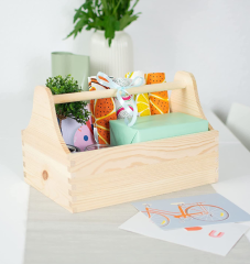 Gift Basket With Handles Wooden Toolbox Tote Baske