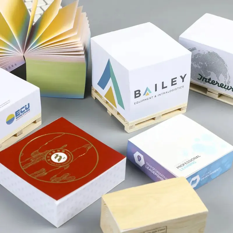 Memo Sticky Notes w/ Wood Pallet-750-Sheet Cube