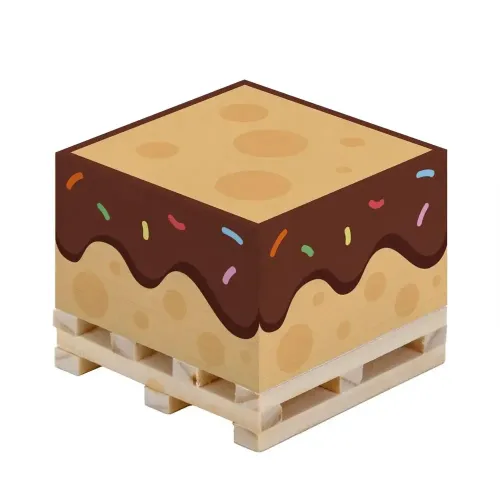 Memo Sticky Notes w/ Wood Pallet-750-Sheet Cube