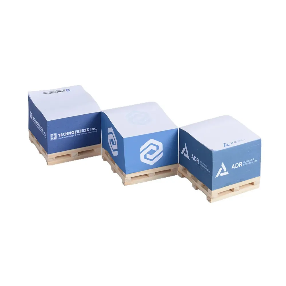 Memo Sticky Notes w/ Wood Pallet-750-Sheet Cube