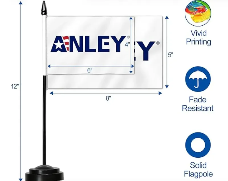 5x8" Custom Desktop Flag Set-Double Sided Mini Banner