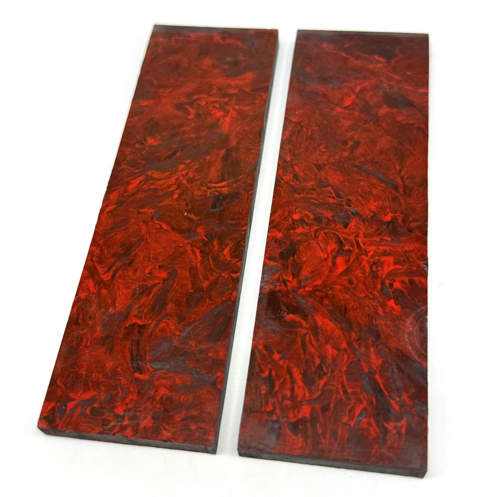 Red Marbled Carbon Fiber knife scales - Knife Handle Material