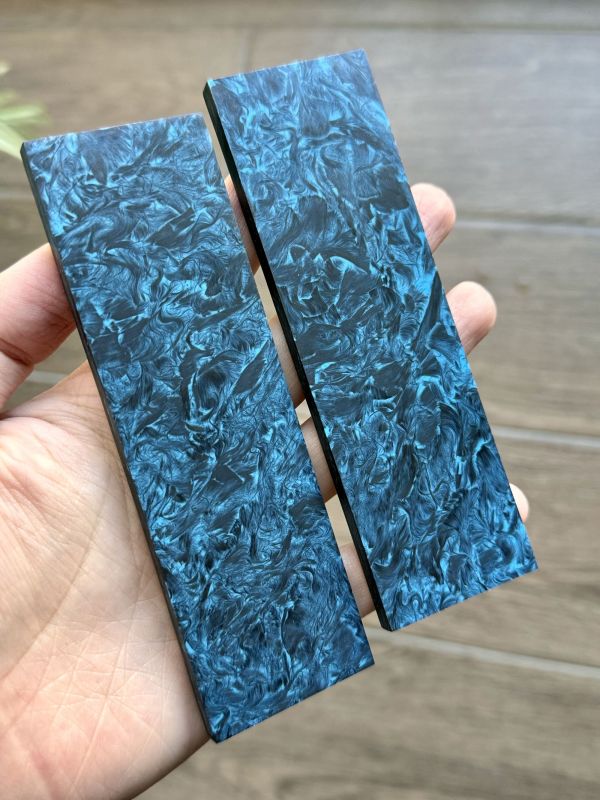 Blue Marbled Carbon Fiber knife scales - Knife Handle Material