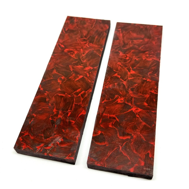 Red Forged Carbon Fiber Sheets/Scales-Big Pattern - Knife Handle Material