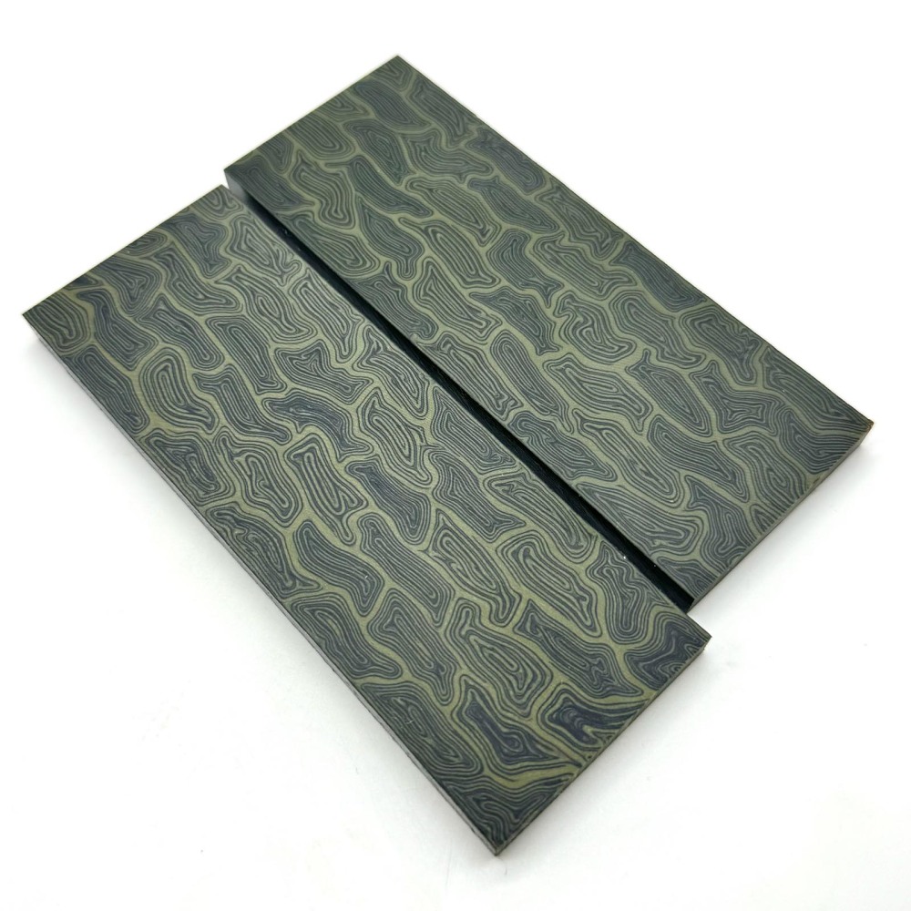 Damascus G10 Black/Olive Green Wave - G10 Knife Handle Material