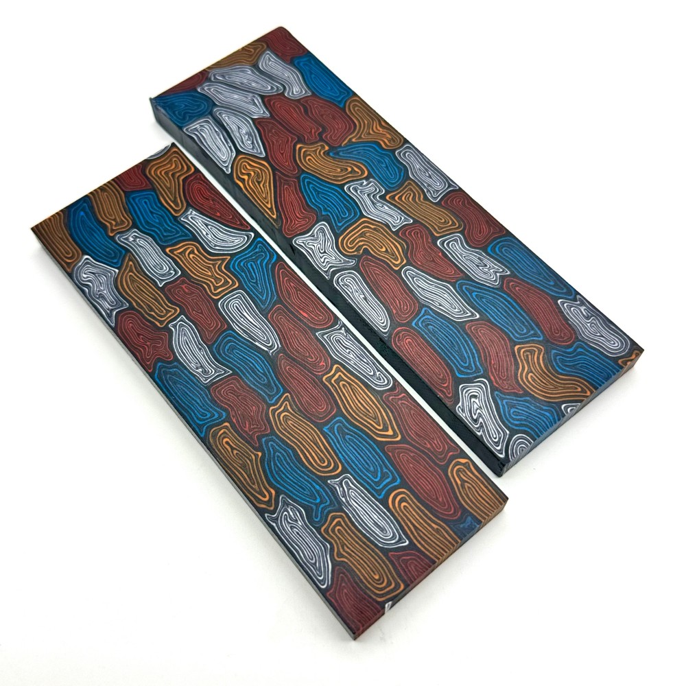 Damascus G10 Multi Color Wave - G10 Knife Handle Material