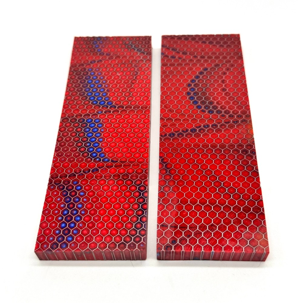 Red/Blue C-Tek Honeycomb Composites knife handle making material