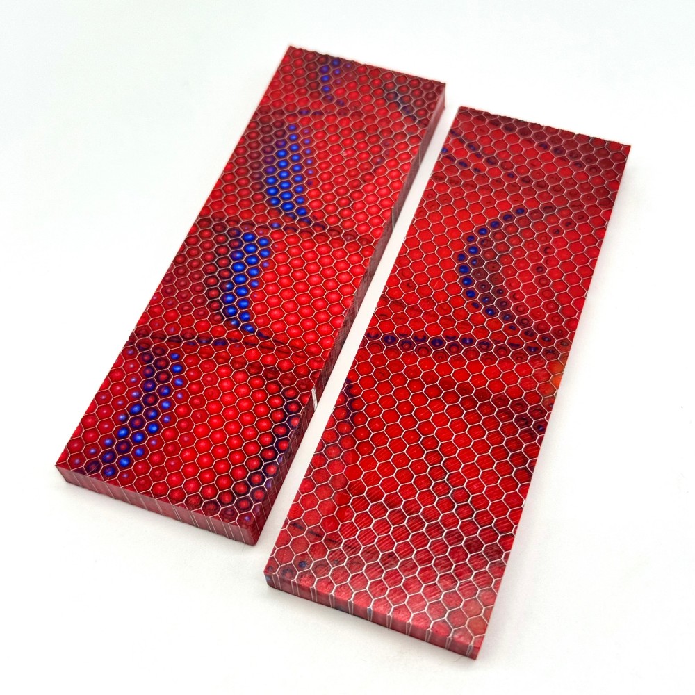 Red/Blue C-Tek Honeycomb Composites knife handle making material