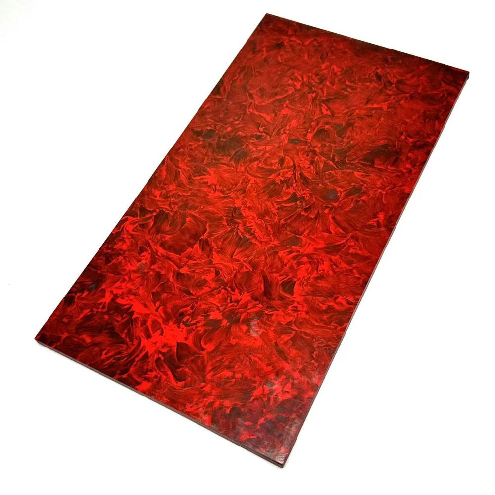 Red Marbled Carbon Fiber knife scales - Knife Handle Material