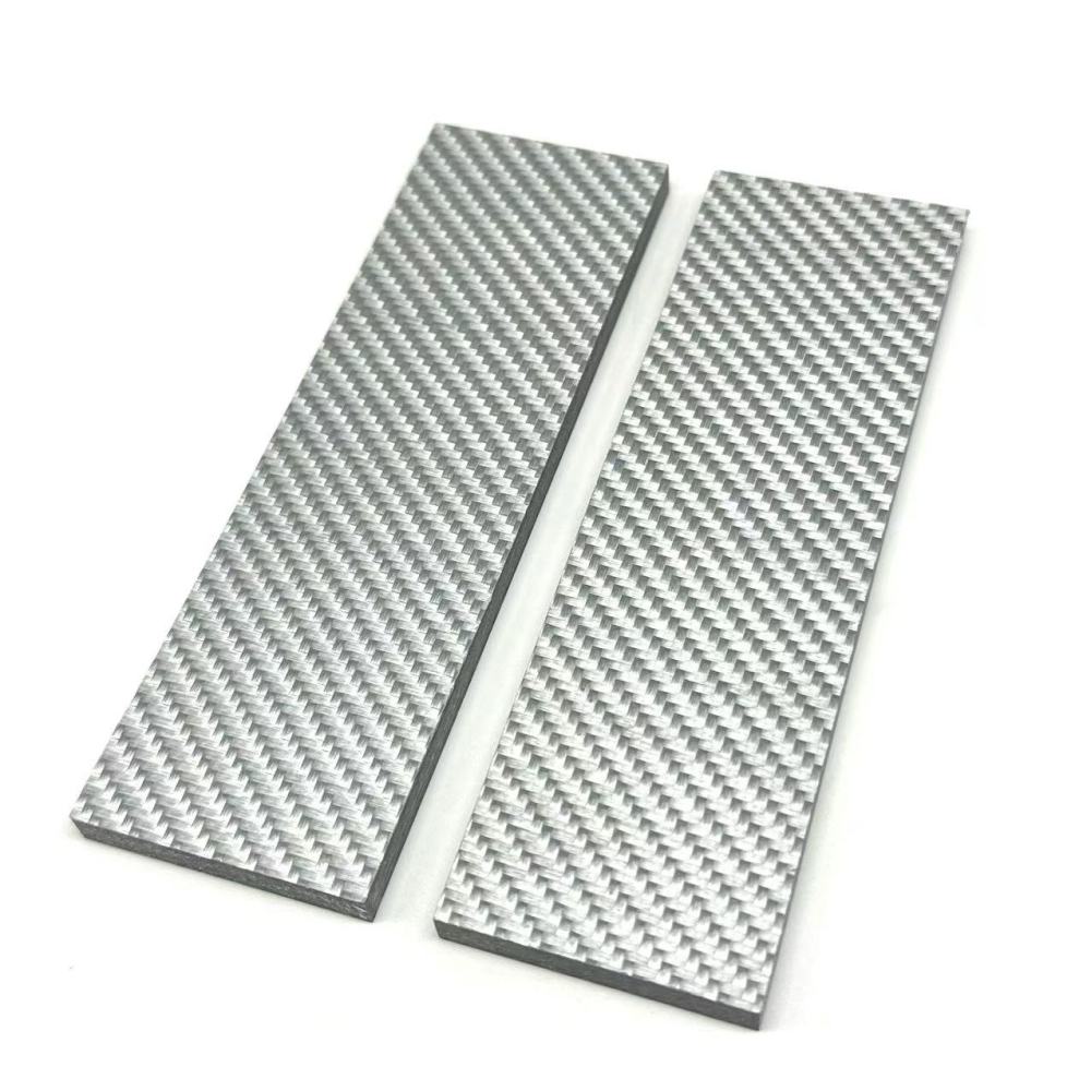 Silver Twill Carbon Fiber Knife Handle Material Full Woven Fiberglass