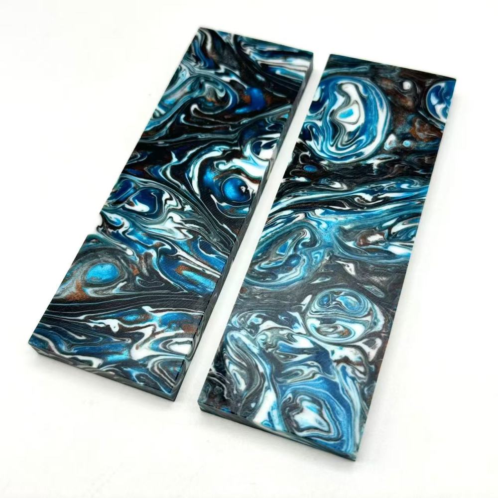 Resin Knife Scales - Blue/Brown