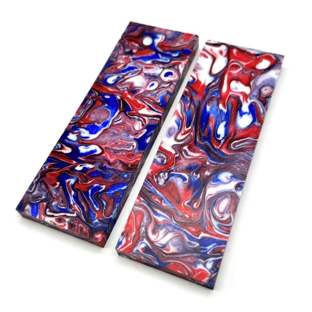 Resin Knife Scales - Red/Blue
