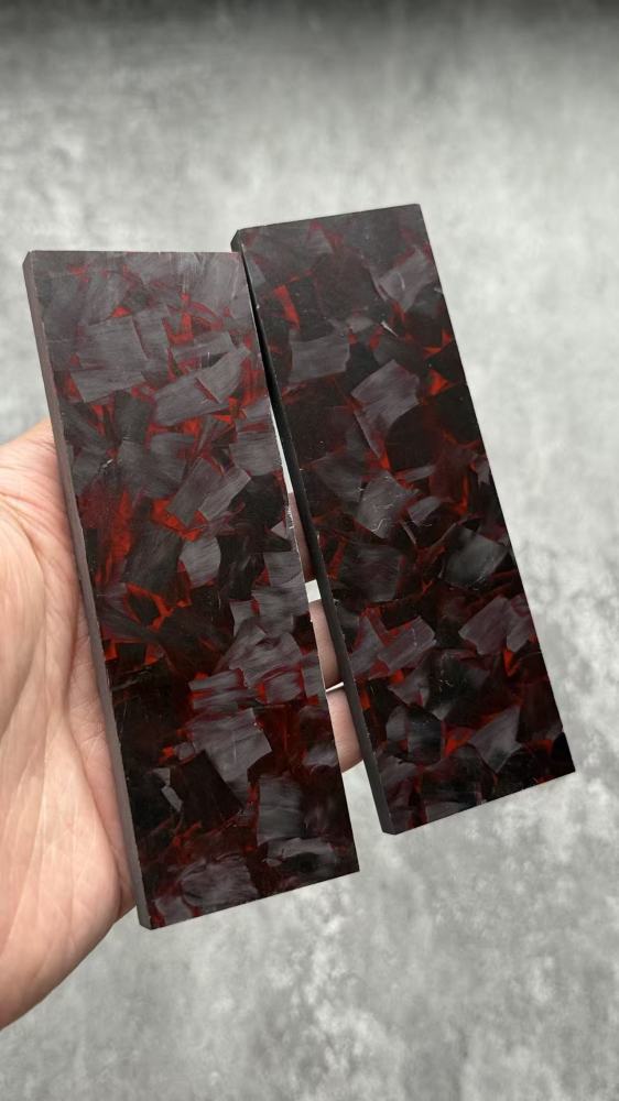Red Forged Carbon Fiber Sheets/Scales-Big Pattern - Knife Handle Material