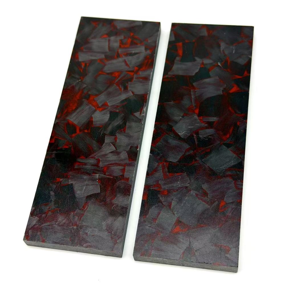 Red Forged Carbon Fiber Sheets/Scales-Big Pattern - Knife Handle Material