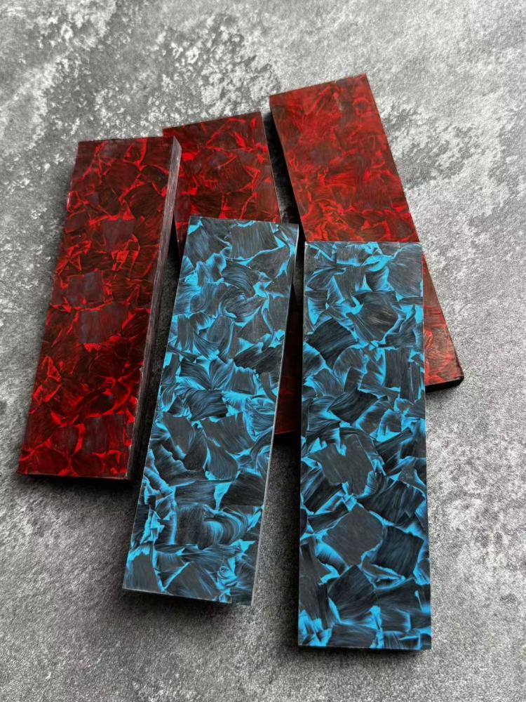 Blue Forged Carbon Fiber Sheets/Scales-Big Pattern - Knife Handle Material