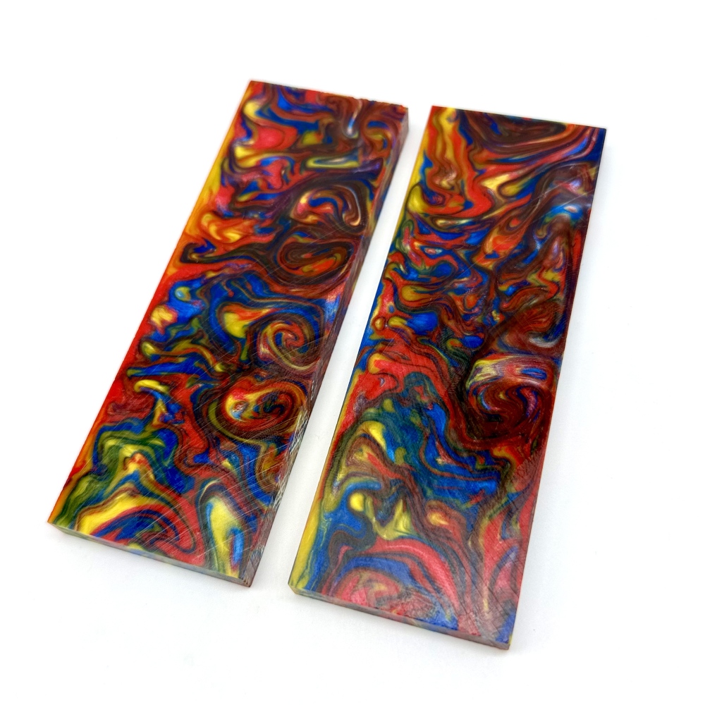 Resin Knife Scales - Red/Yellow